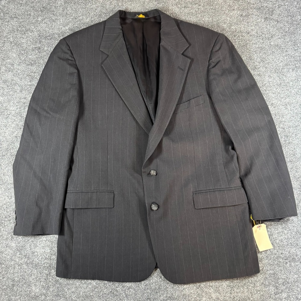 Allyn St. George Men's Size- 46 Gray Striped 2 Button Sports Coat Wool Suit